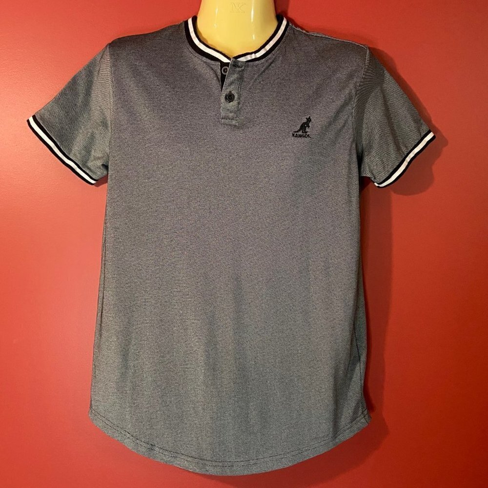 Kangol Men's Black/White Henley Shirt - Size Small